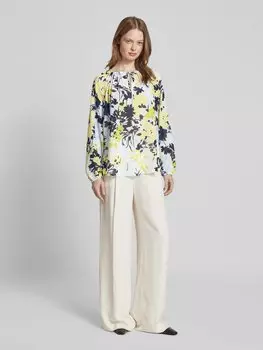 Блузка-рубашка с круглым вырезом comma, зеленый