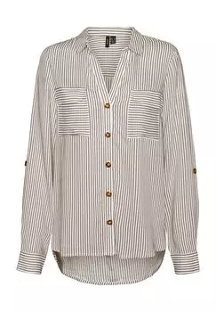 Блузка-рубашка с нагрудными карманами, в полоску, женская VERO MODA, цвет Silver