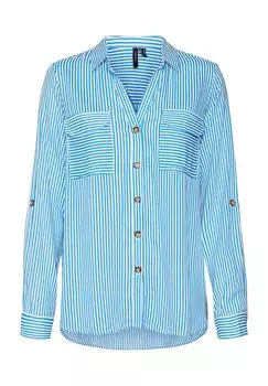 Блузка-рубашка с нагрудными карманами, в полоску, женская VERO MODA, цвет Ibiza