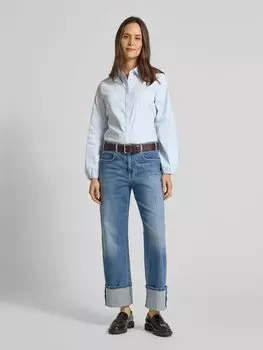 Блузка-рубашка с потайной застежкой на пуговицы comma, синий