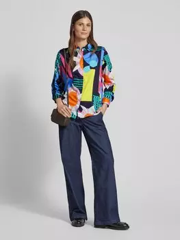 Блузка-рубашка с потайной застежкой на пуговицы Milano Italy, темно-синий