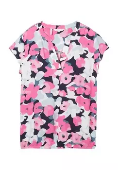 Блузка-рубашка с разрезом, для женщин TOM TAILOR, цвет 35290 Pink Colorf