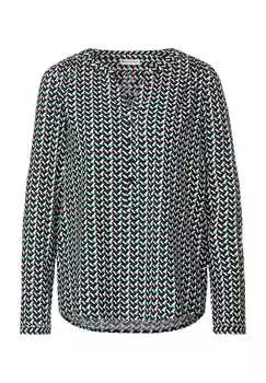 Блузка рубашка с разрезом на шее графический дизайн Street One, сиреневый