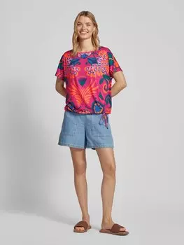 Блузка-рубашка с узором по всей поверхности Oui, фуксия