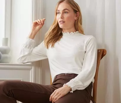 Блузка-рубашка с воротником стойкой Tchibo, крем