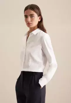 Блузка-рубашка seidensticker "Black Rose", однотонный воротник с длинными рукавами, белый