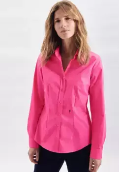 Блузка-рубашка seidensticker "Black Rose", однотонный воротник с длинными рукавами, розовый