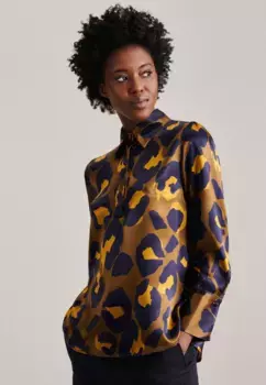 Блузка-рубашка seidensticker "Black Rose", воротник с длинными рукавами и принтом, зеленый