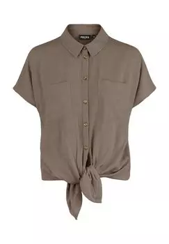 Блузка-рубашка, содержание льна, узел, для женщин PIECES, цвет Fossil