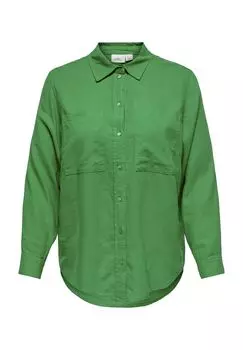 Блузка-рубашка, содержимое льняное, нагрудные карманы, женская ONLY CARMAKOMA, цвет Green Been