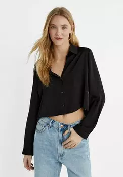 Блузка-рубашка Stradivarius, цвет black