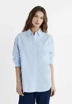 Блузка-рубашка Stradivarius, цвет blue