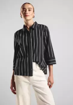 Блузка-рубашка STREET ONE из чистого хлопка, черный