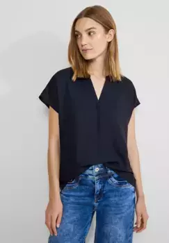 Блузка-рубашка STREET ONE из мягкой вискозы, синий