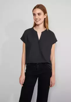 Блузка-рубашка STREET ONE из мягкой вискозы, черный