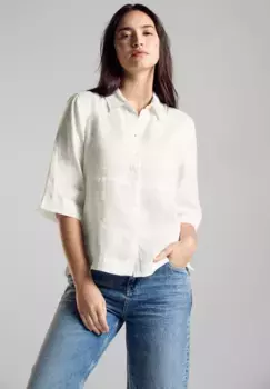 Блузка-рубашка STREET ONE с рукавами 3/4, кремовый