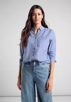 Блузка-рубашка STREET ONE с воротником, синий