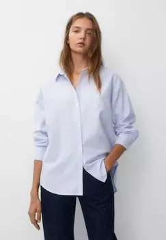 Блузка-рубашка STRIPED PULL&BEAR, цвет blue