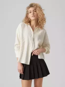Блузка-рубашка Vero Moda "VMQUEENY LS OVERSIZE SHIRT WVN GA NOOS", белый