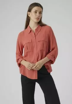 Блузка-рубашка VMVILMA L/S FOLD UP EXC Vero Moda, цвет mineral red