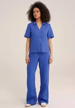 Блузка-рубашка WE Fashion, синяя