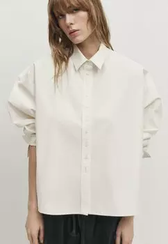 Блузка-рубашка WITH BUTTON DETAILS Massimo Dutti, цвет beige