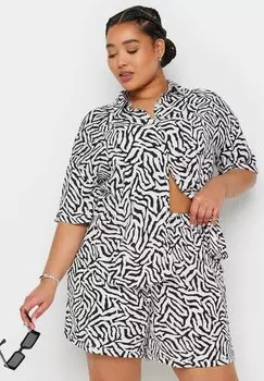 Блузка-рубашка Zebra Crinkle Yours Clothing, черная
