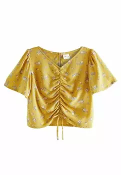 Блузка Ruched Regular Fit Next, цвет yellow ditsy
