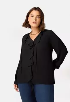 Блузка RUFFLE FRONT Live Unlimited London, цвет black