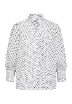 Блузка, рукав 3/4, горошек, женская Nmph, цвет Cloud Dancer