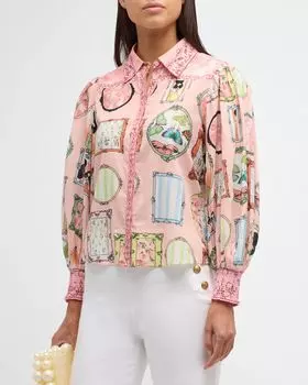 Блузка с эффектными рукавами Mirror Stace Tiffie Alice + Olivia, цвет Mirror Mirror Stace