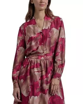 Блузка с акварельным принтом Misook, розовый