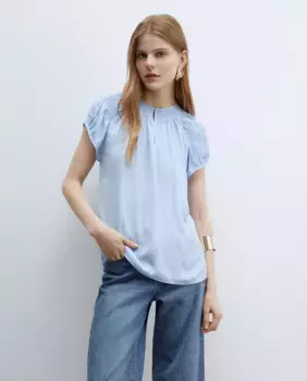 Блузка с эластичным воротником Sfera, голубой