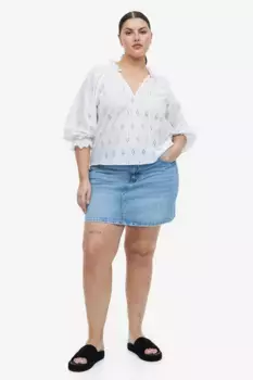 Блузка с английской вышивкой H&M, белый