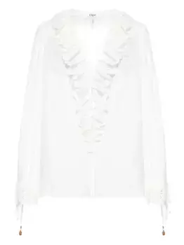 Блузка с английской вышивкой и оборками CHLO, белый