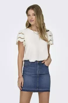 Блузка с английской вышивкой и рюшами Jdy, белый