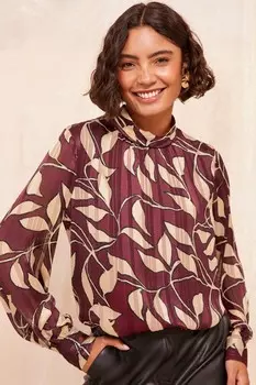 Блузка с анималистичным принтом и завязками на спине Friends Like These, коричневый