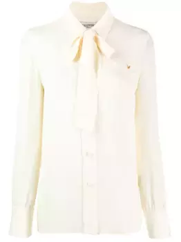 Блузка с бантом и декором V VALENTINO GARAVANI, нейтральный