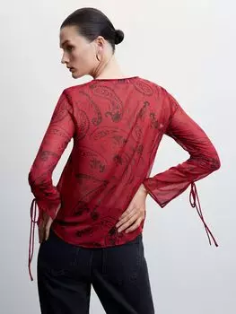 Блузка с бантом Mango Paisley, красный