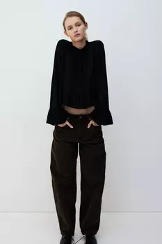 Блузка с баской и воланами H&M, черный