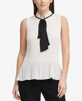 Блузка с баской и завязками на воротнике DKNY, мульти