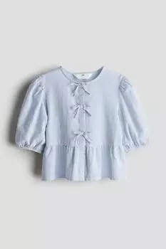 Блузка с баской из хлопчатобумажной ткани сирсакер H&M, мультиколор