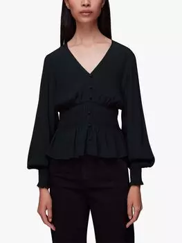 Блузка с баской Whistles Jenny, черная