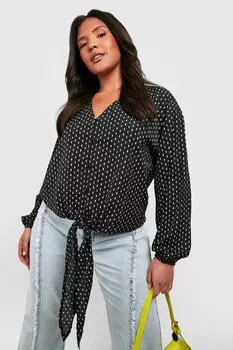 Блузка с бриллиантным принтом plus Boohoo, черный