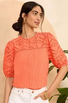 Блузка с буфами и кокеткой на кокетке Love & Roses, розовый