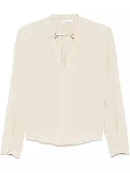 Блузка с цепочкой и логотипом Patrizia Pepe, нейтральный