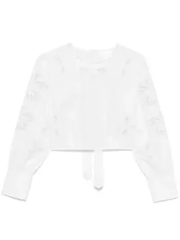 Блузка с цветочной вышивкой SANDRO, белый