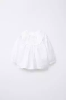 Блузка с цветочной вышивкой ZARA, экрю