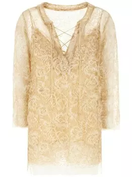 Блузка с цветочным кружевом Ermanno Scervino, нейтральный цвет