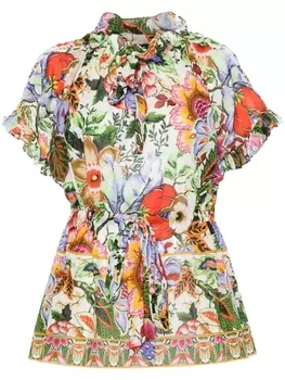 Блузка с цветочным принтом ETRO, синий